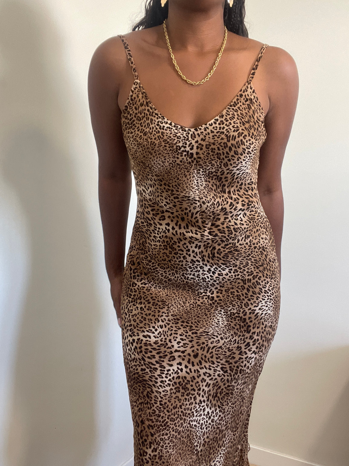 Vestido Maxi Slip Vintage Y2K Padrão Leopardo