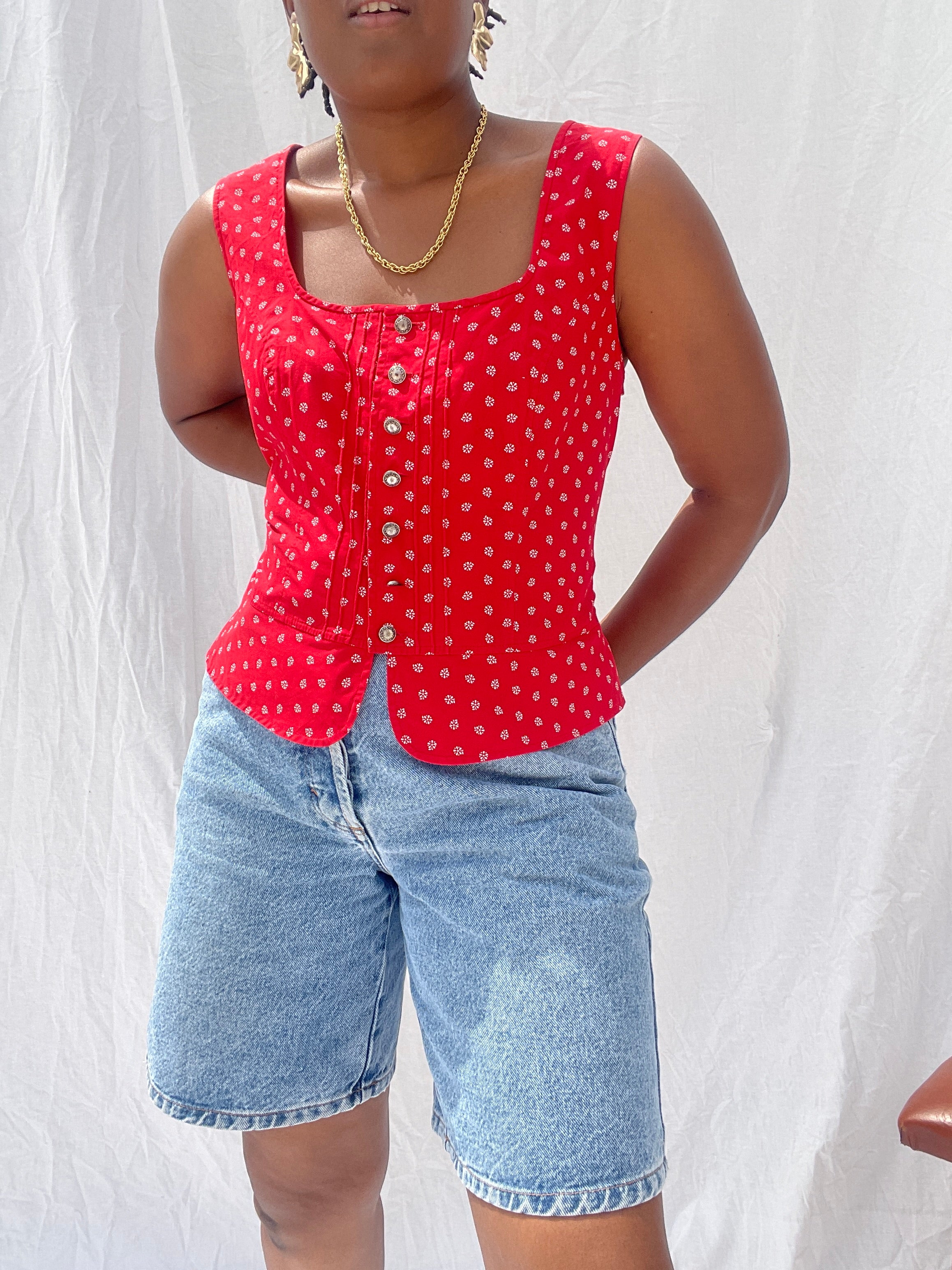 Top vermelho dirndl