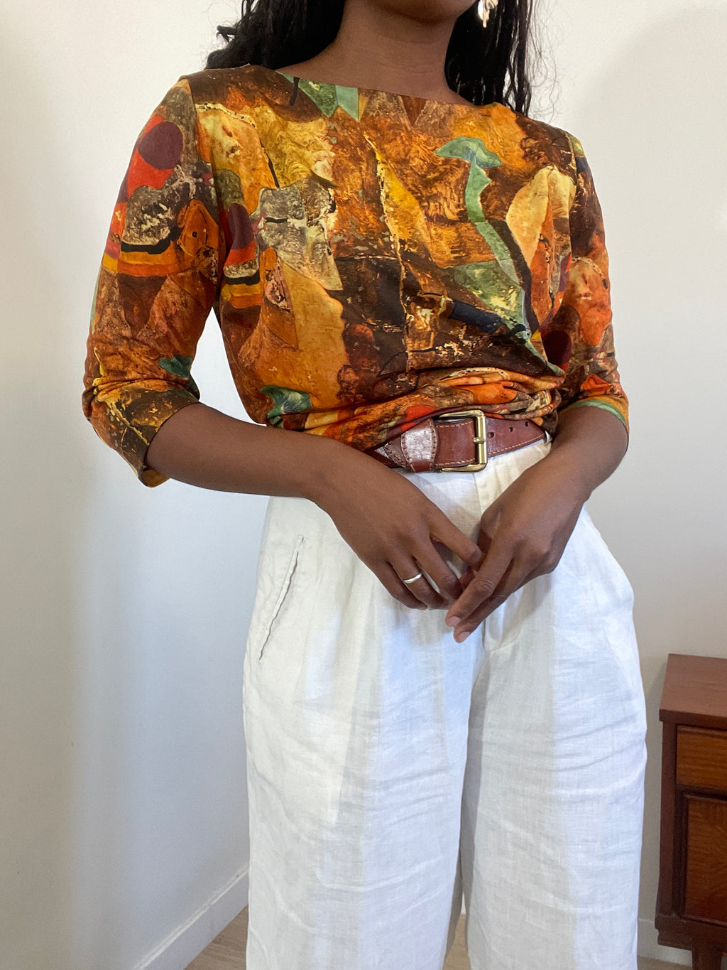Blusa vintage padrão Abstrato Artístico