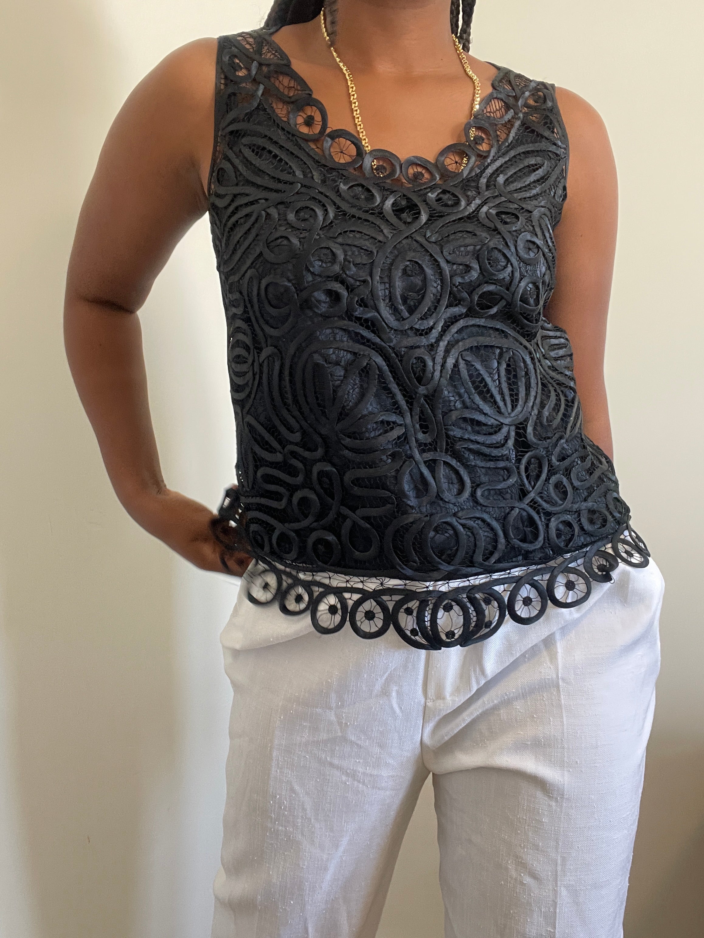 Top vintage feminino preto Firenze