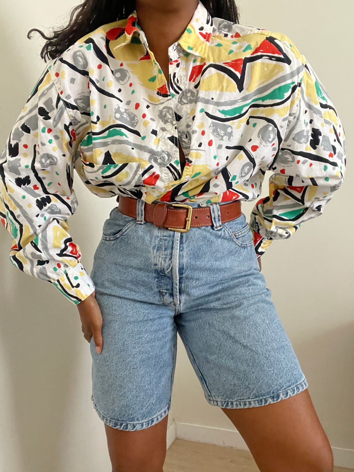 Camisa Oversized Retro Color Block – Estilo Anos 90