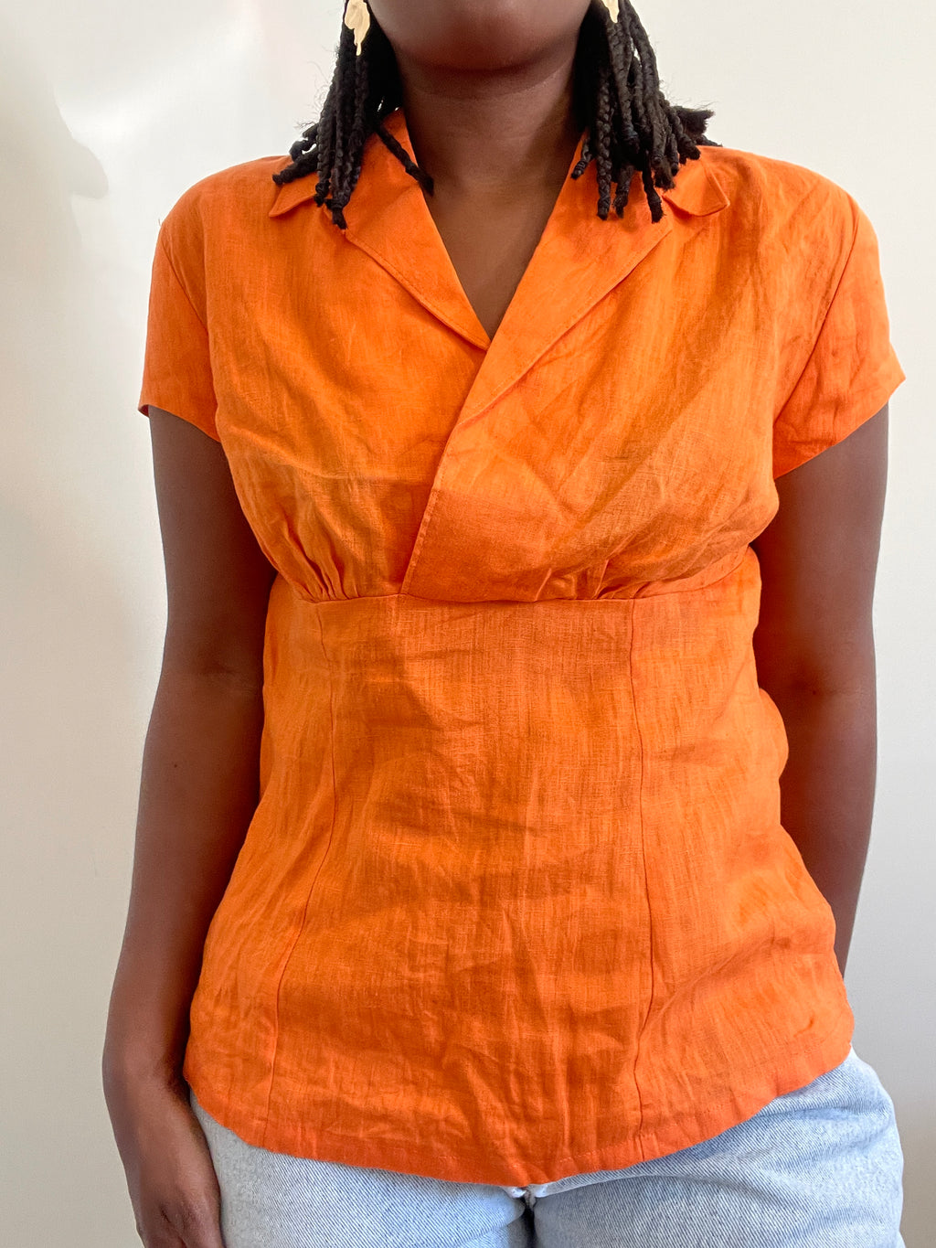 Blusa vintage em linho laranja