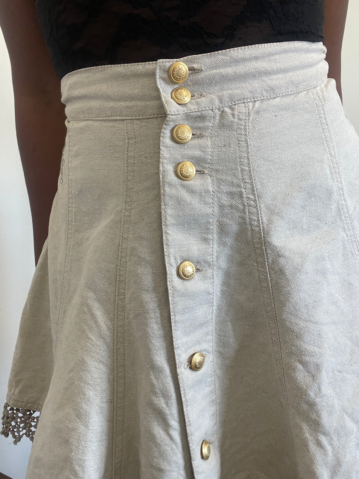 Mini saia vintage Rocco Barocco Jeans bege