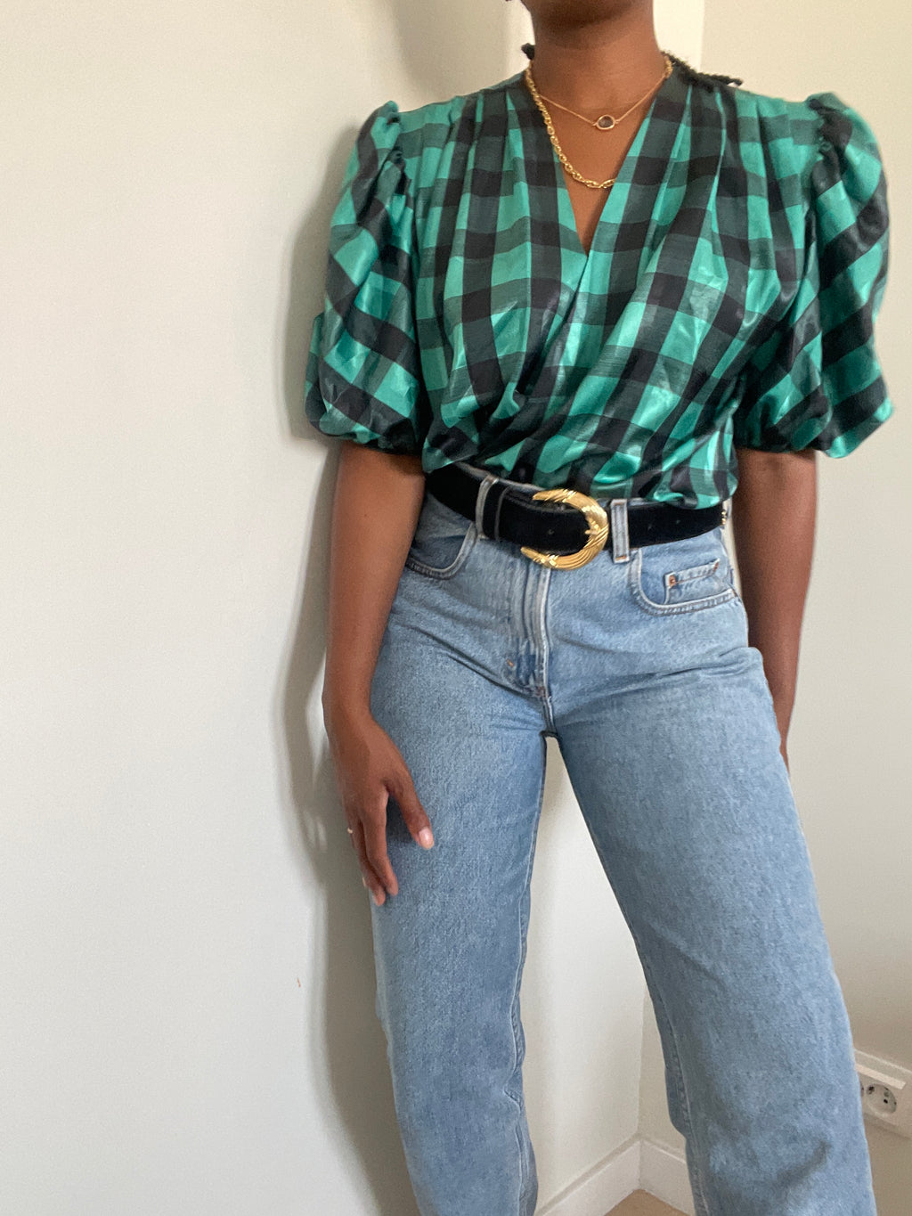 Blusa vintage xadrez