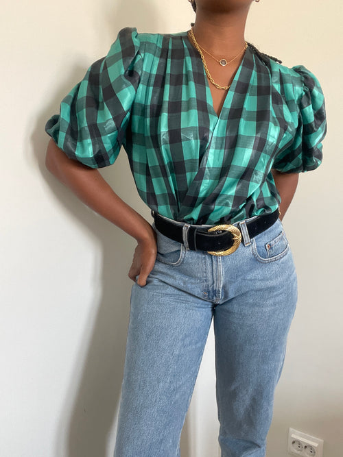 Blusa vintage xadrez