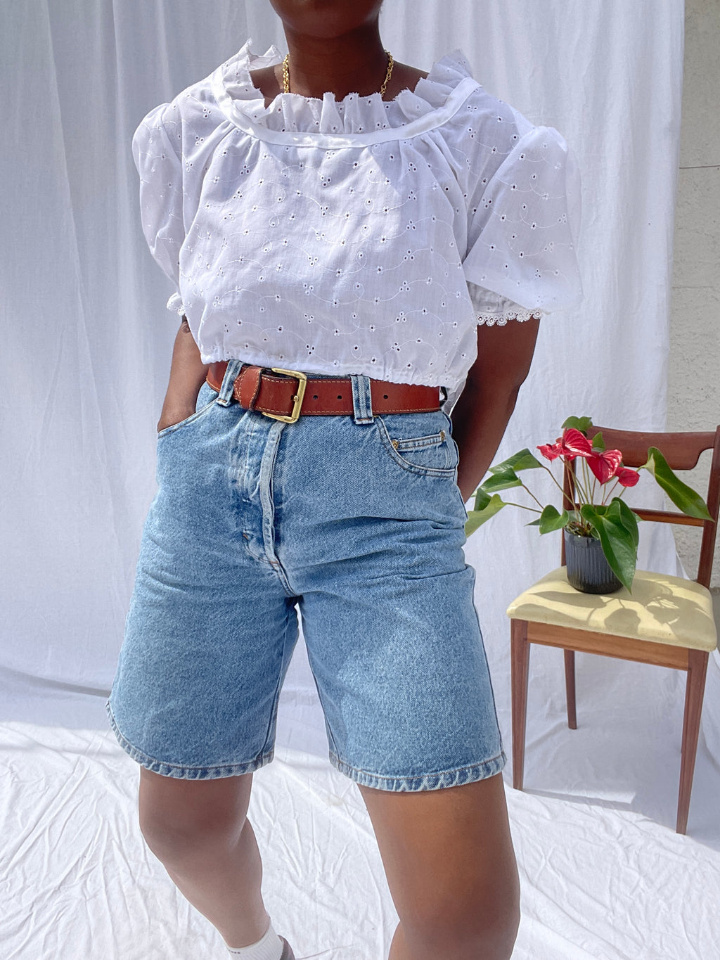Top branco mini gola