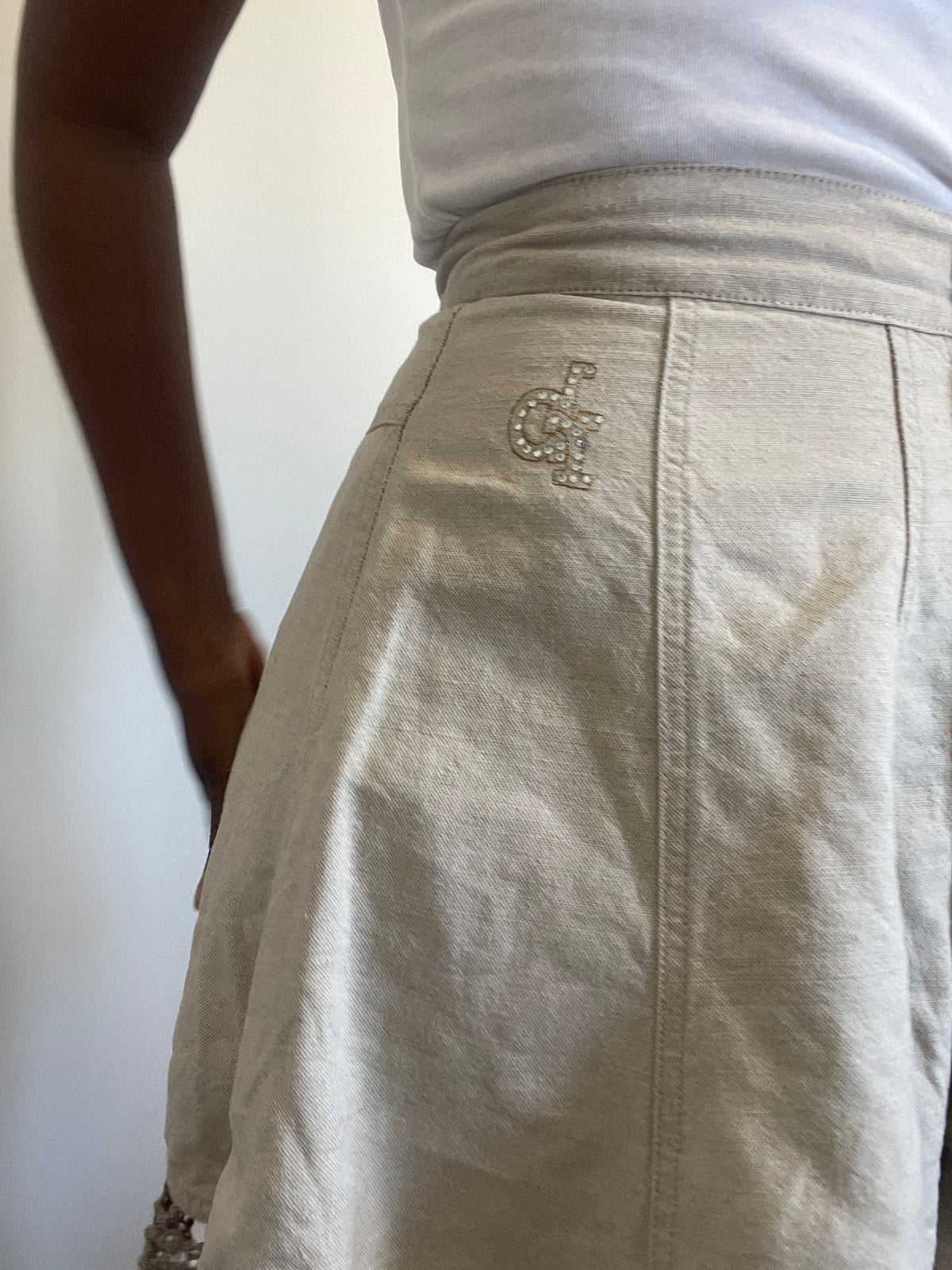 Mini saia vintage Rocco Barocco Jeans bege