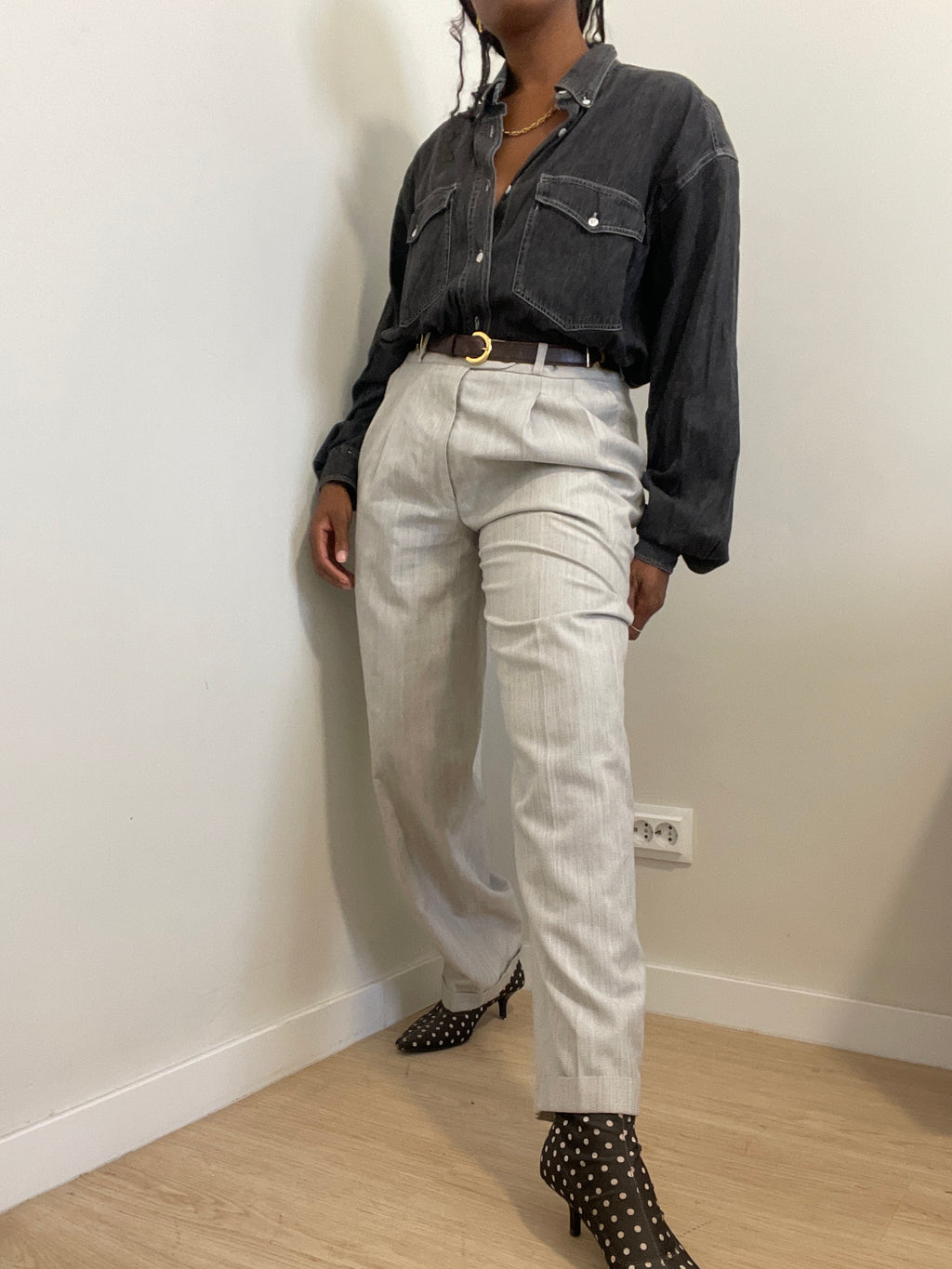 Camisa de Ganga Vintage McNeal Anos 90 – Preto Lavado (100% Algodão)