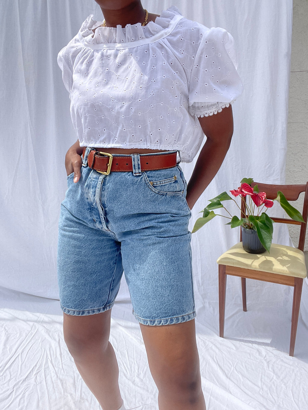 Top branco mini gola
