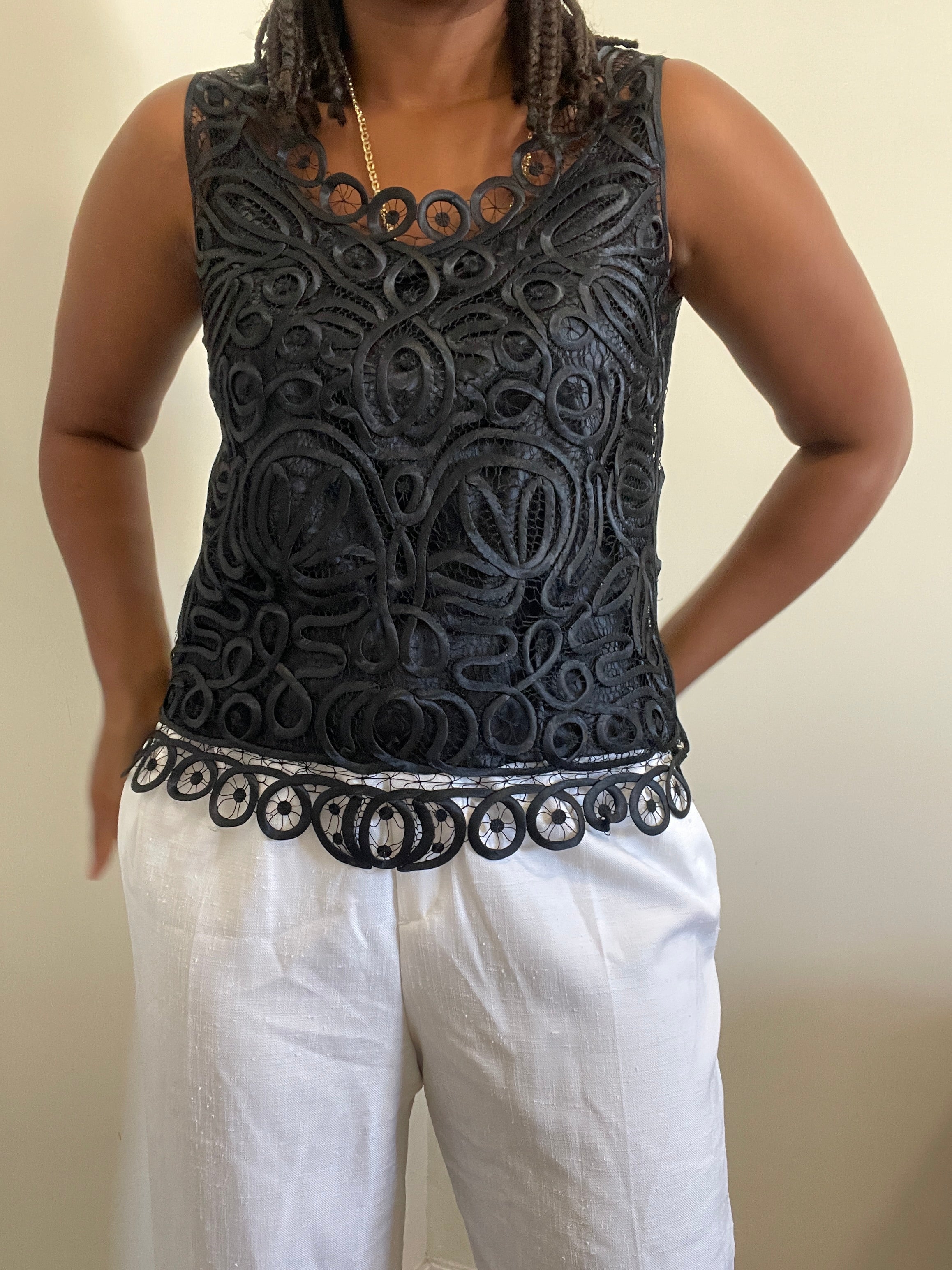 Top vintage feminino preto Firenze