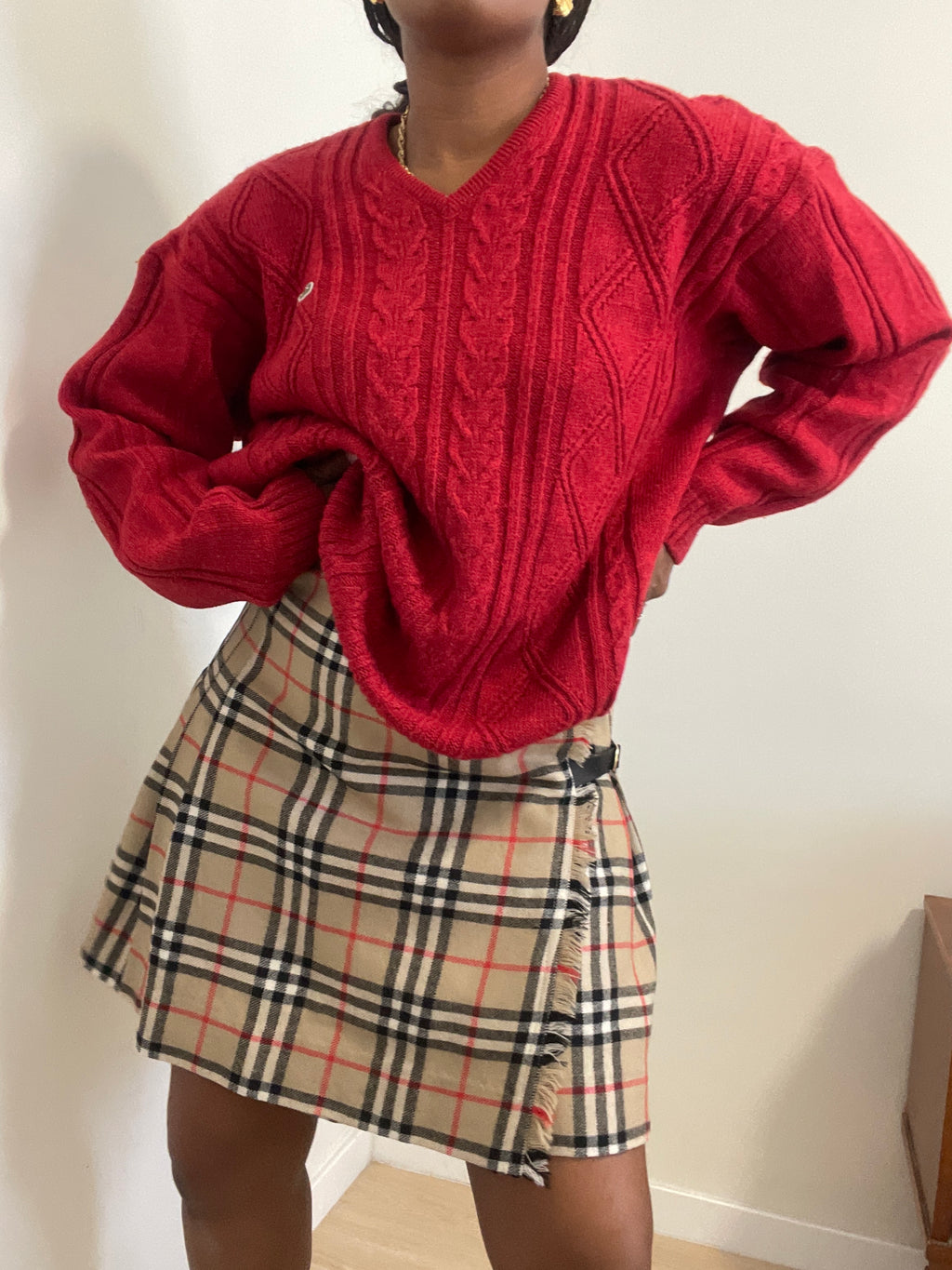 Sweater Vintage Lacoste Vermelho em Malha de Oitos