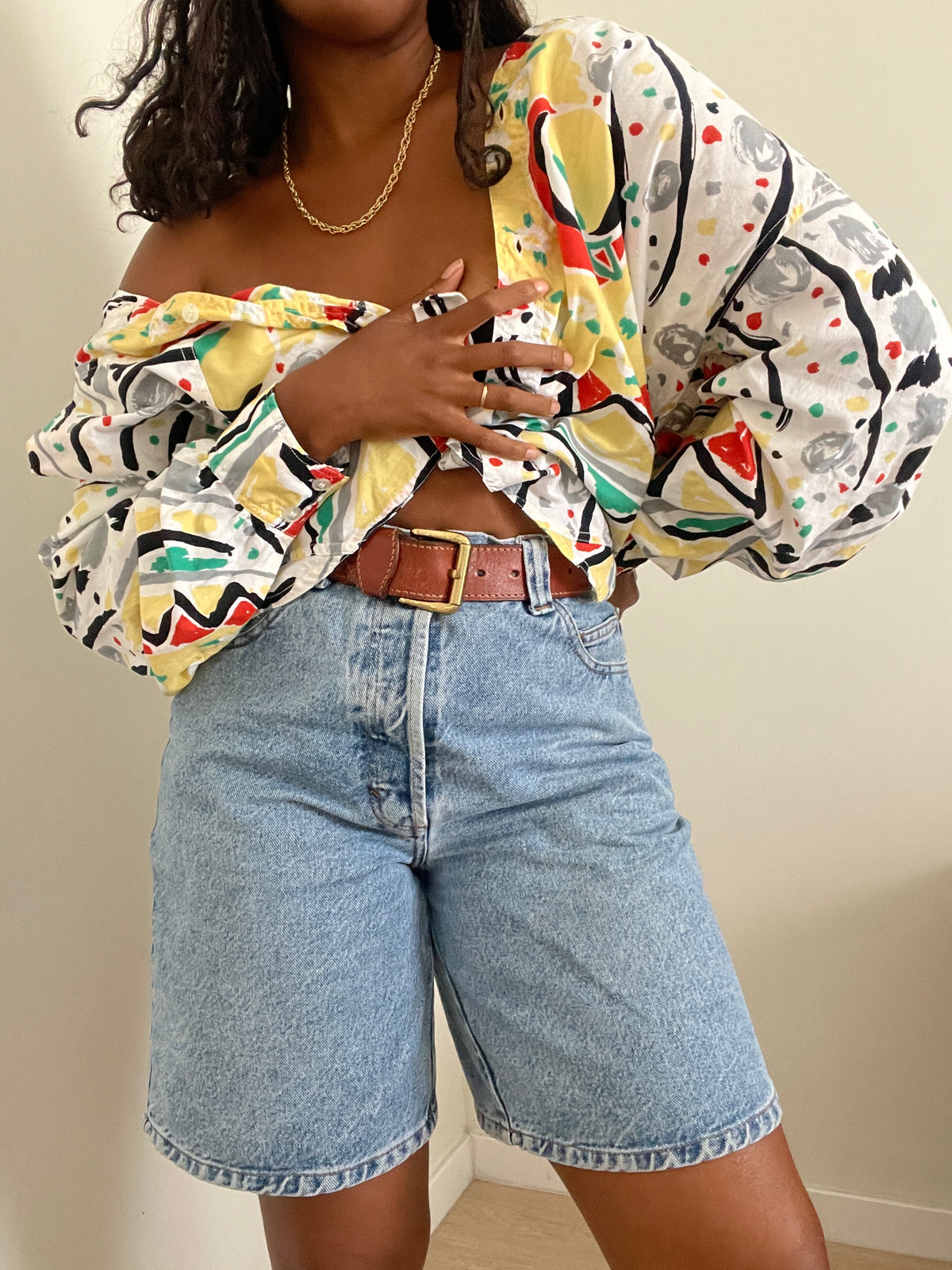 Camisa Oversized Retro Color Block – Estilo Anos 90