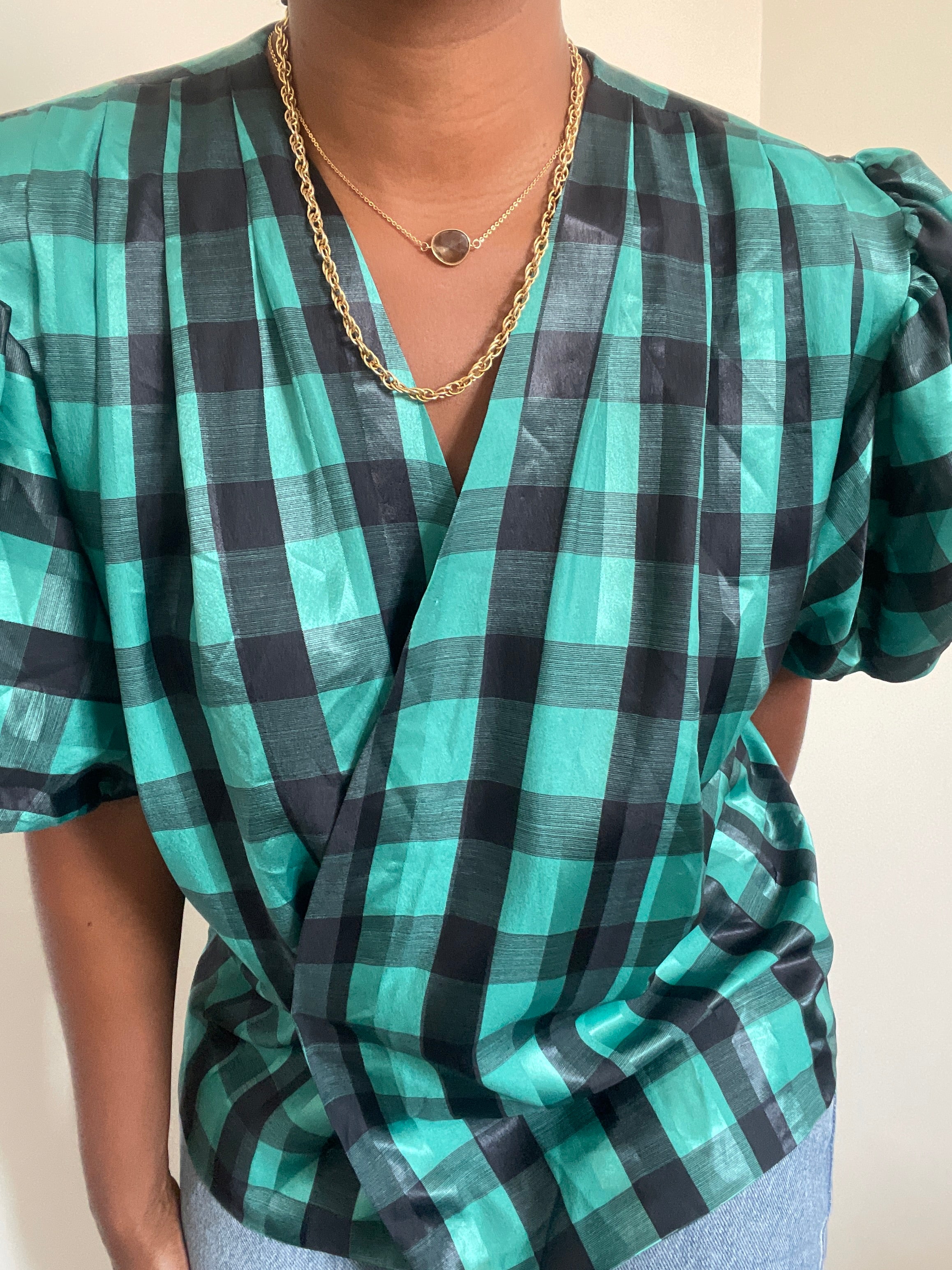 Blusa vintage xadrez