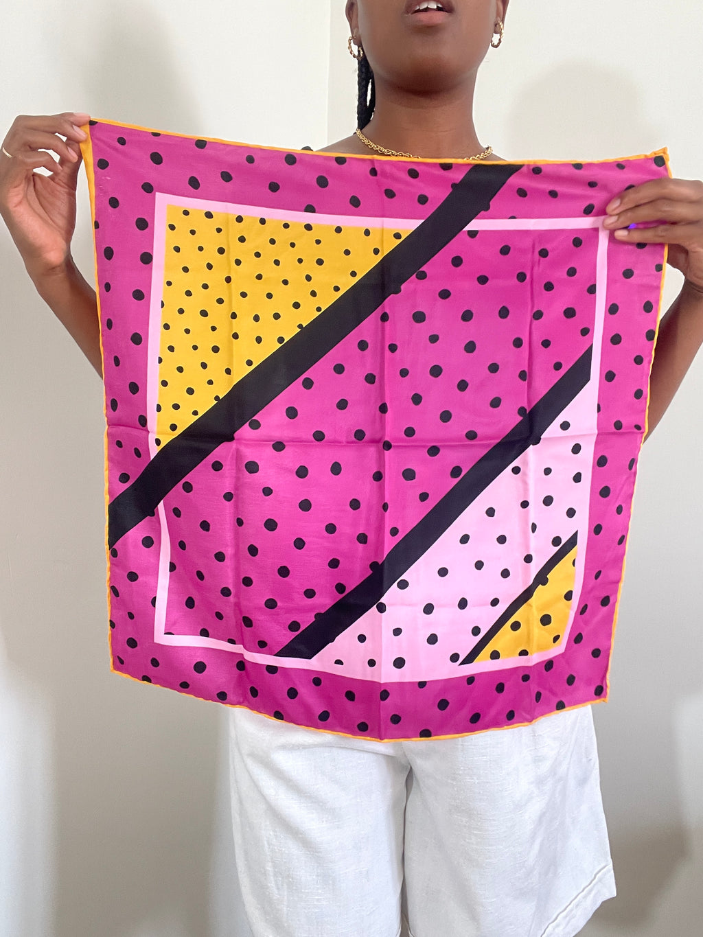 Lenço polka dots rosa vintage