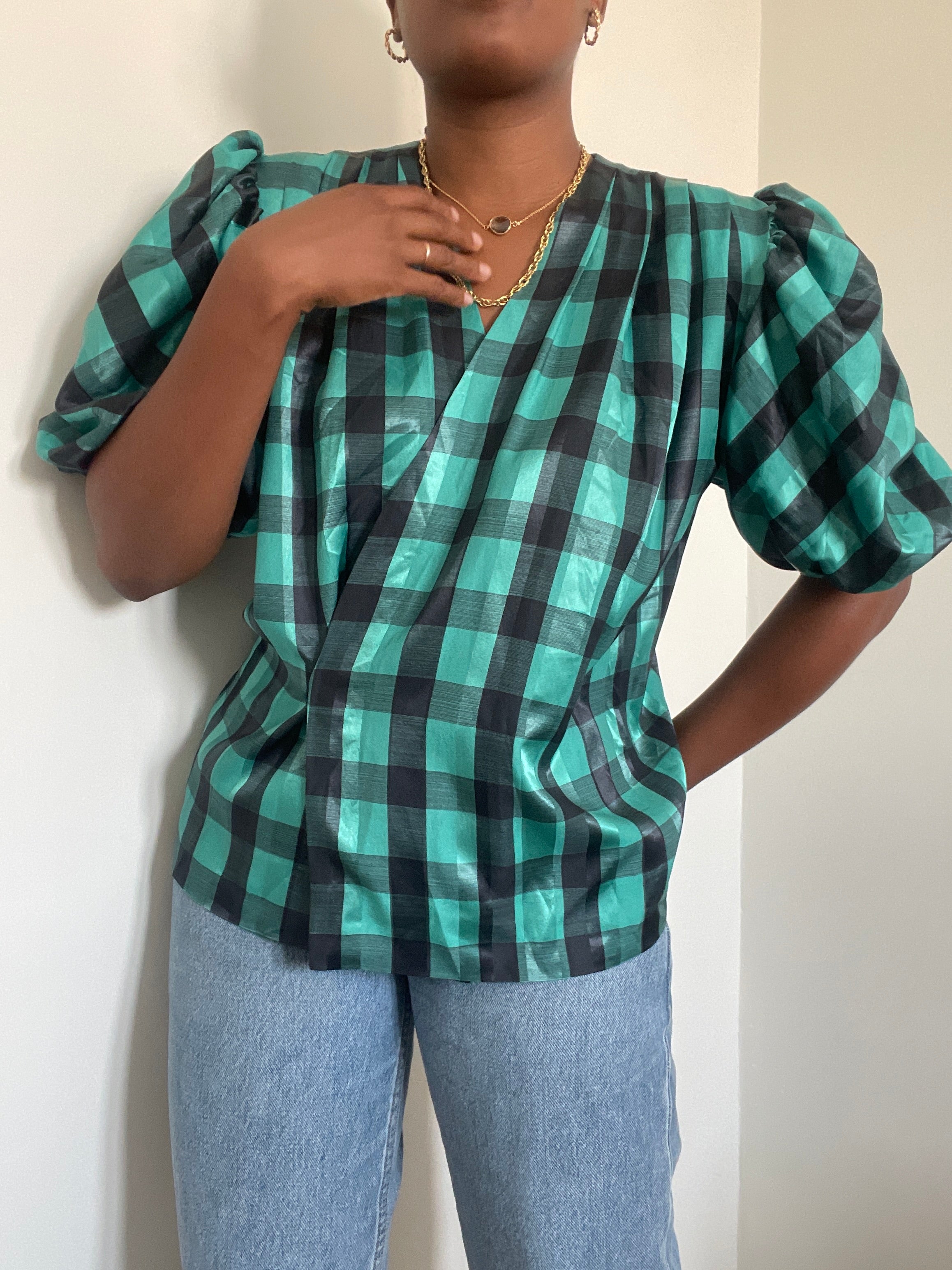 Blusa vintage xadrez