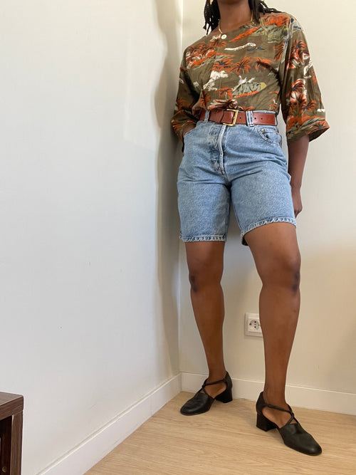 Blusa vintage estampa tropical