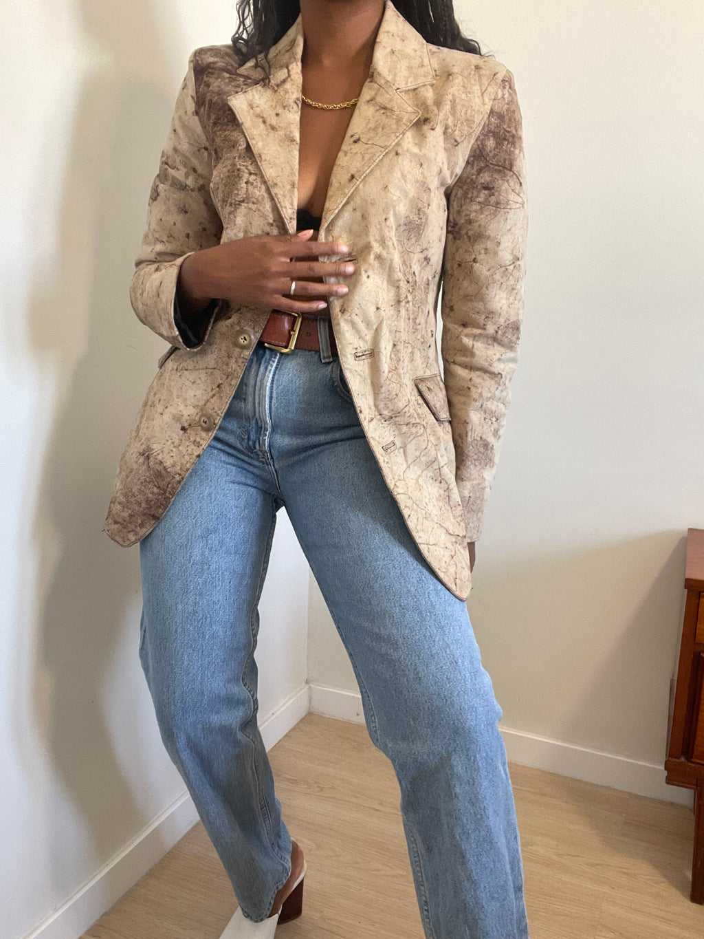 Blazer Vintage em Pele Legítima Italiana
