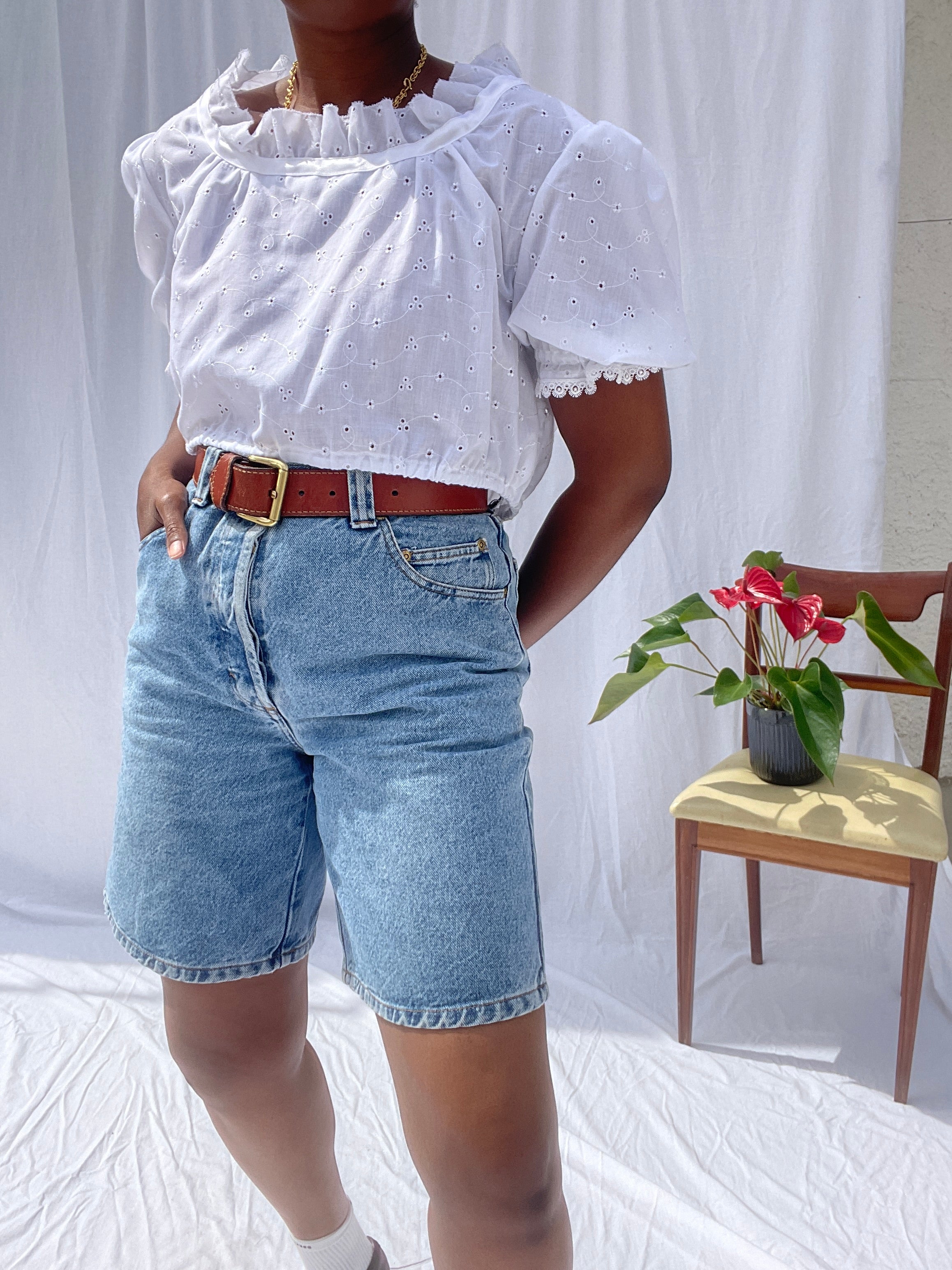 Top branco mini gola