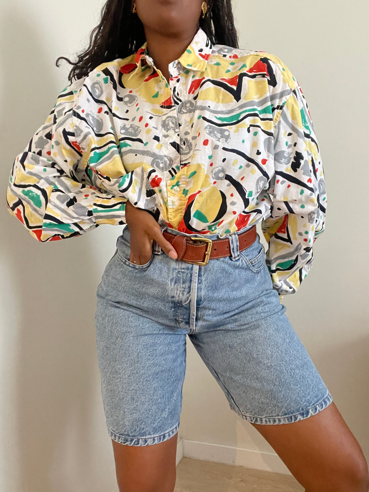 Camisa Oversized Retro Color Block – Estilo Anos 90