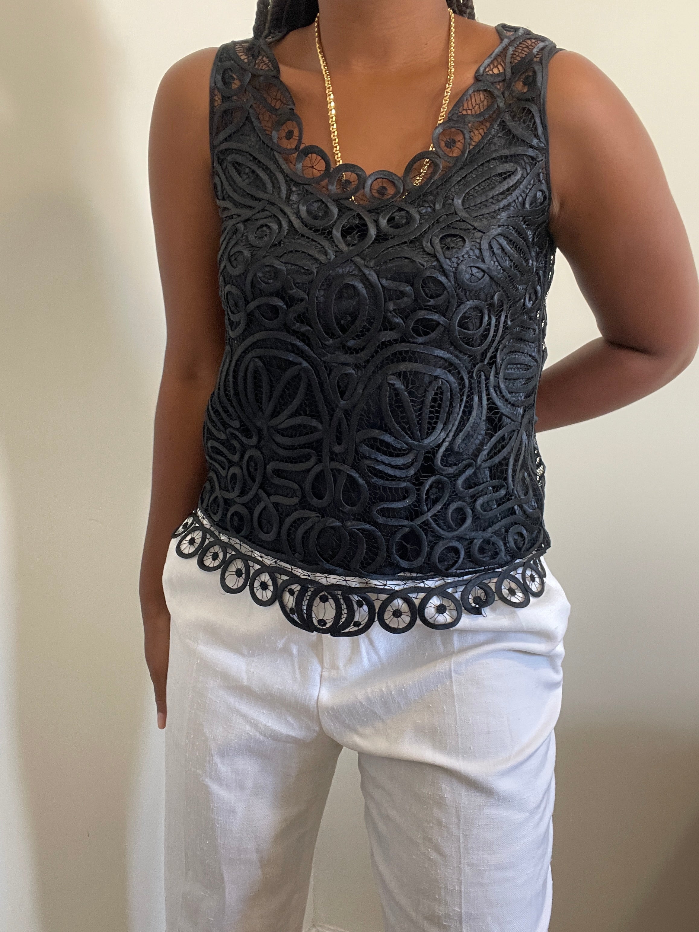 Top vintage feminino preto Firenze