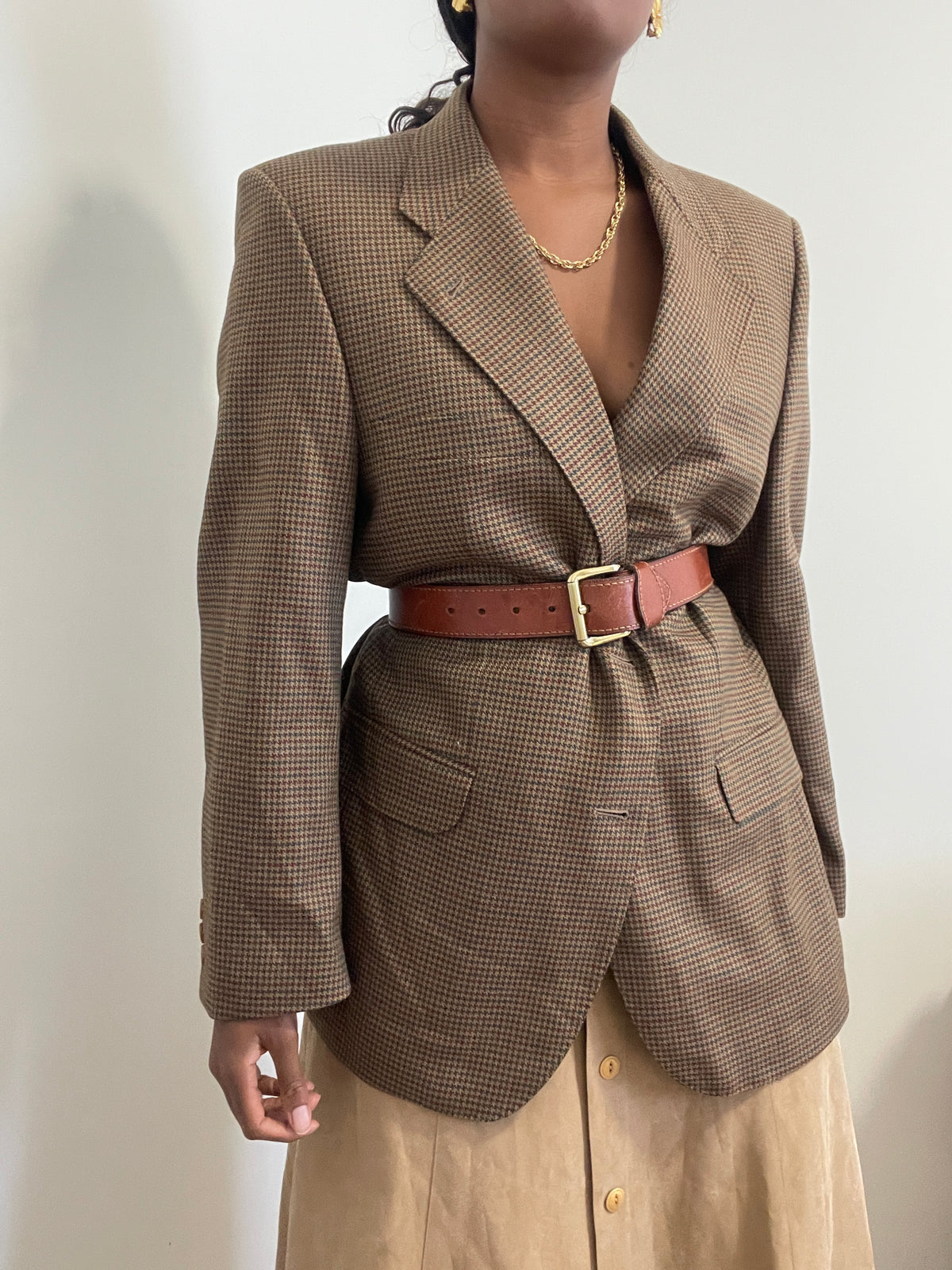 Blazer vintage masculino Emídio Tucci padrão Houndstooth