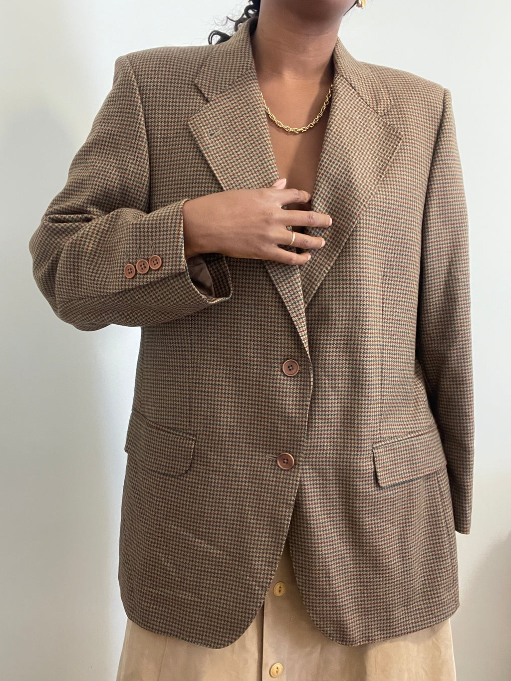 Blazer vintage masculino Emídio Tucci padrão Houndstooth