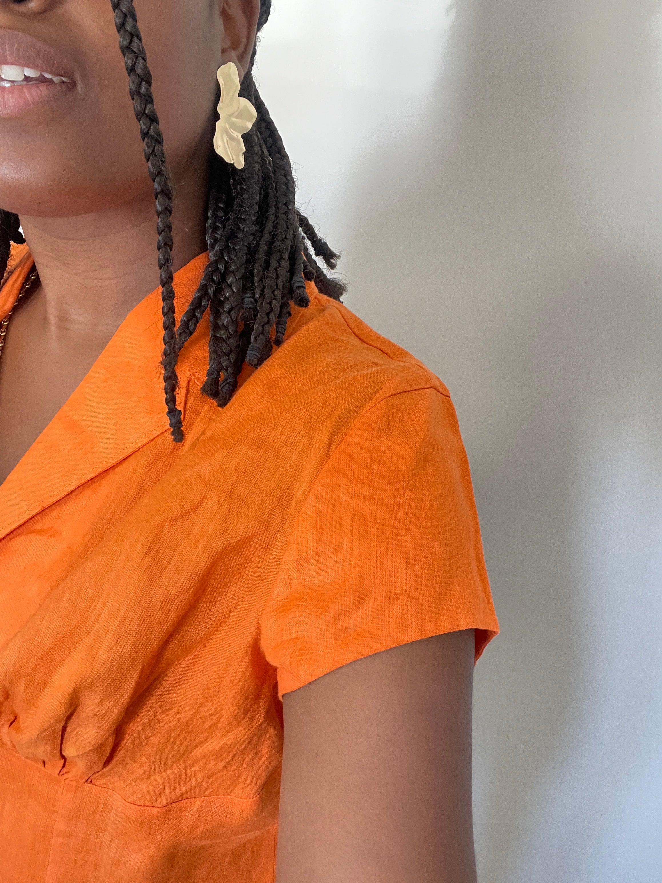 Blusa vintage em linho laranja