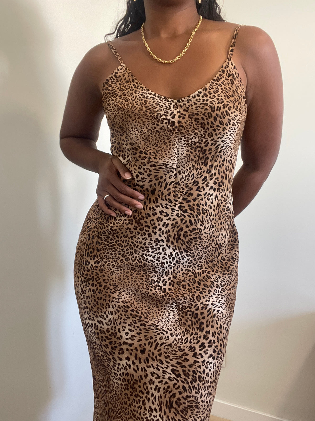 Vestido Maxi Slip Vintage Y2K Padrão Leopardo