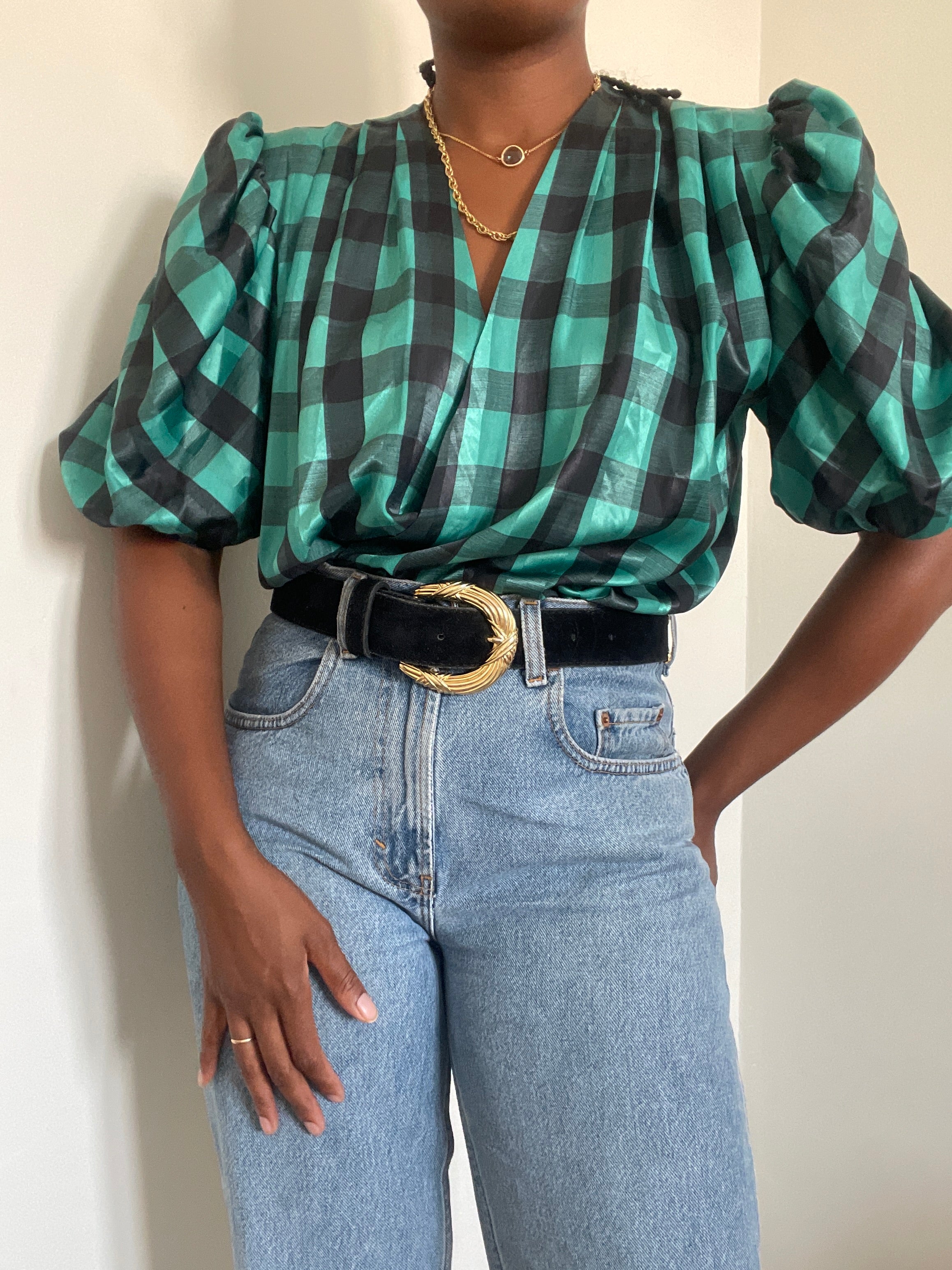 Blusa vintage xadrez