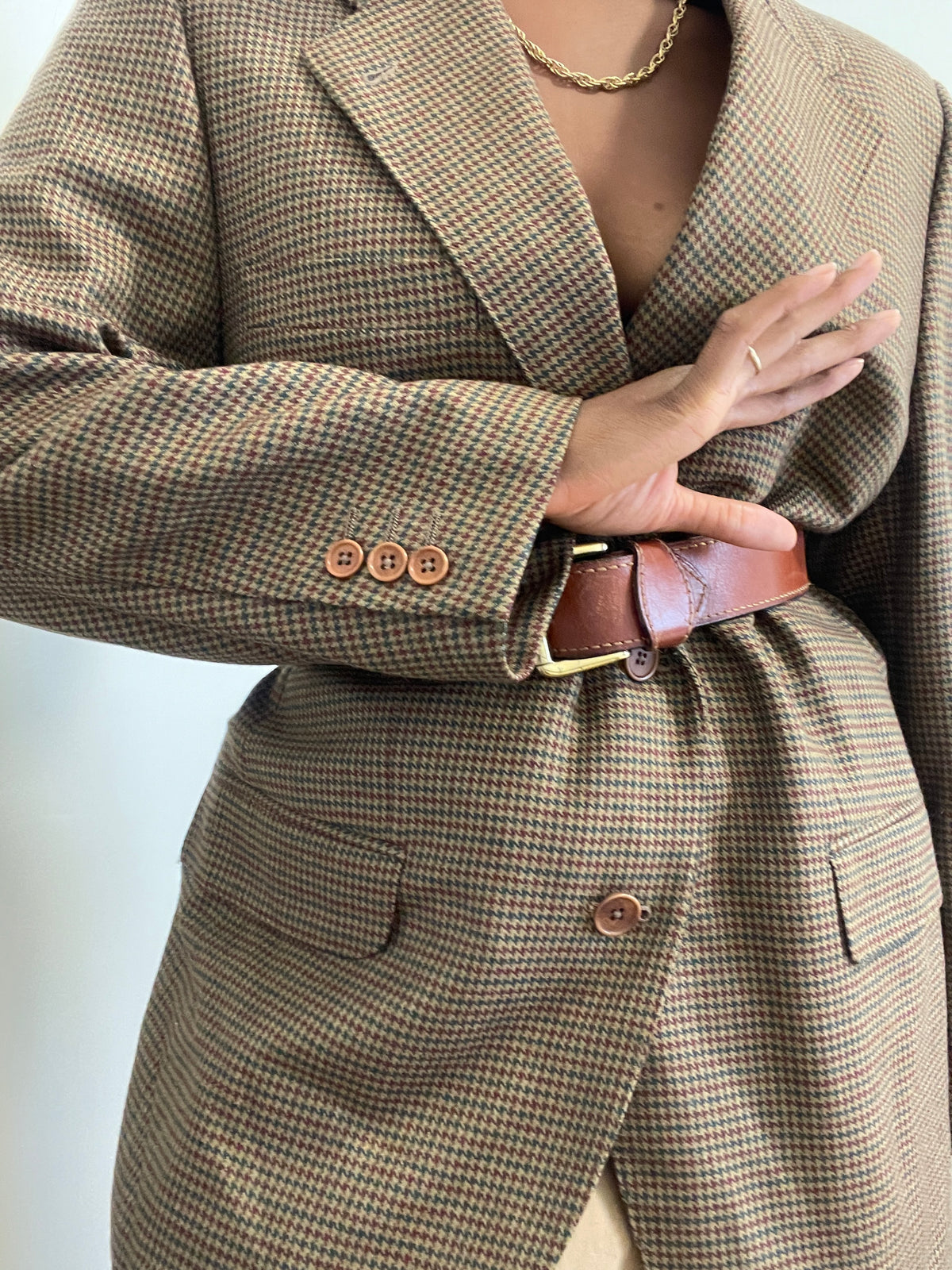 Blazer vintage masculino Emídio Tucci padrão Houndstooth