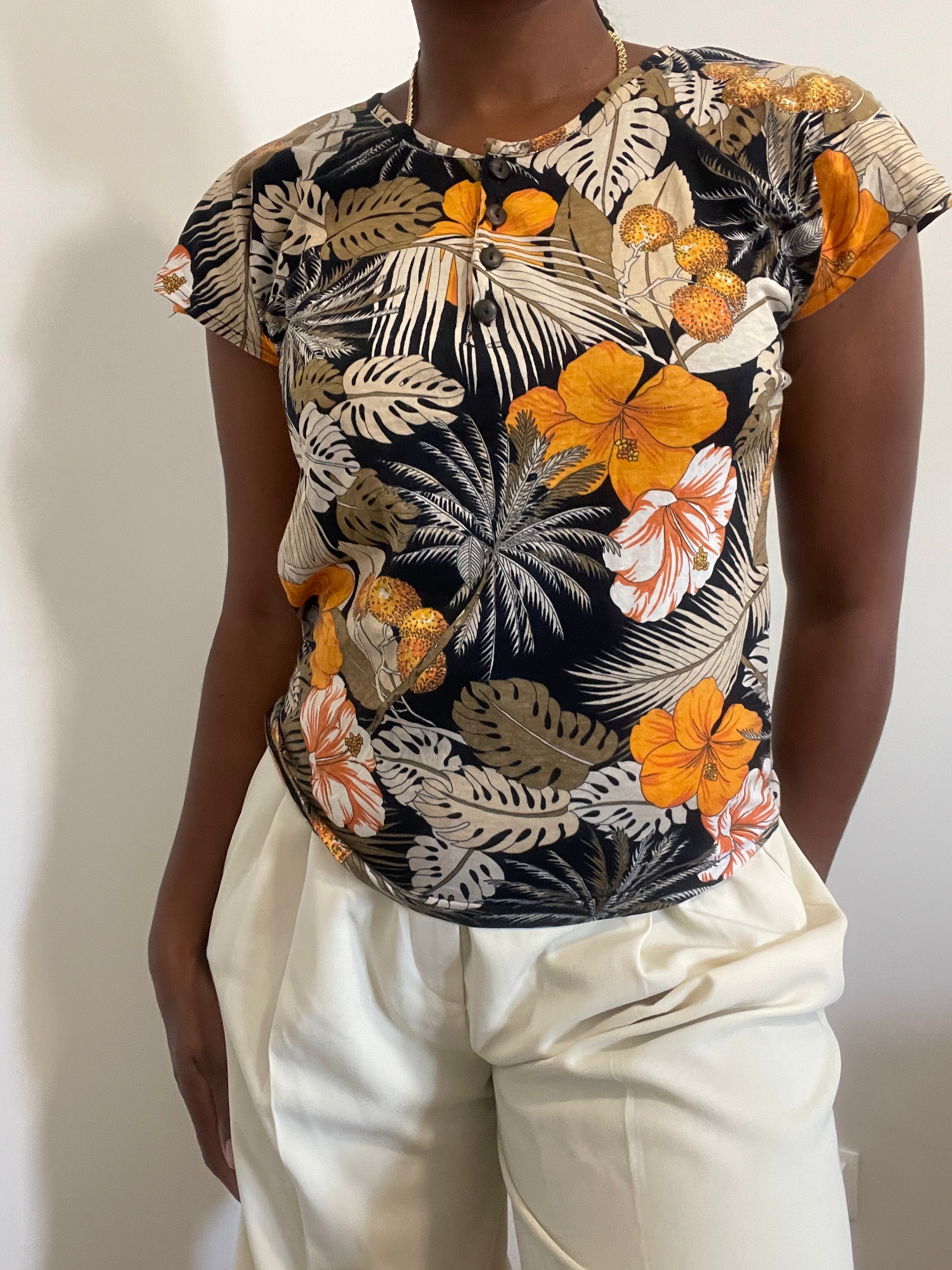 Blusa vintage tropical