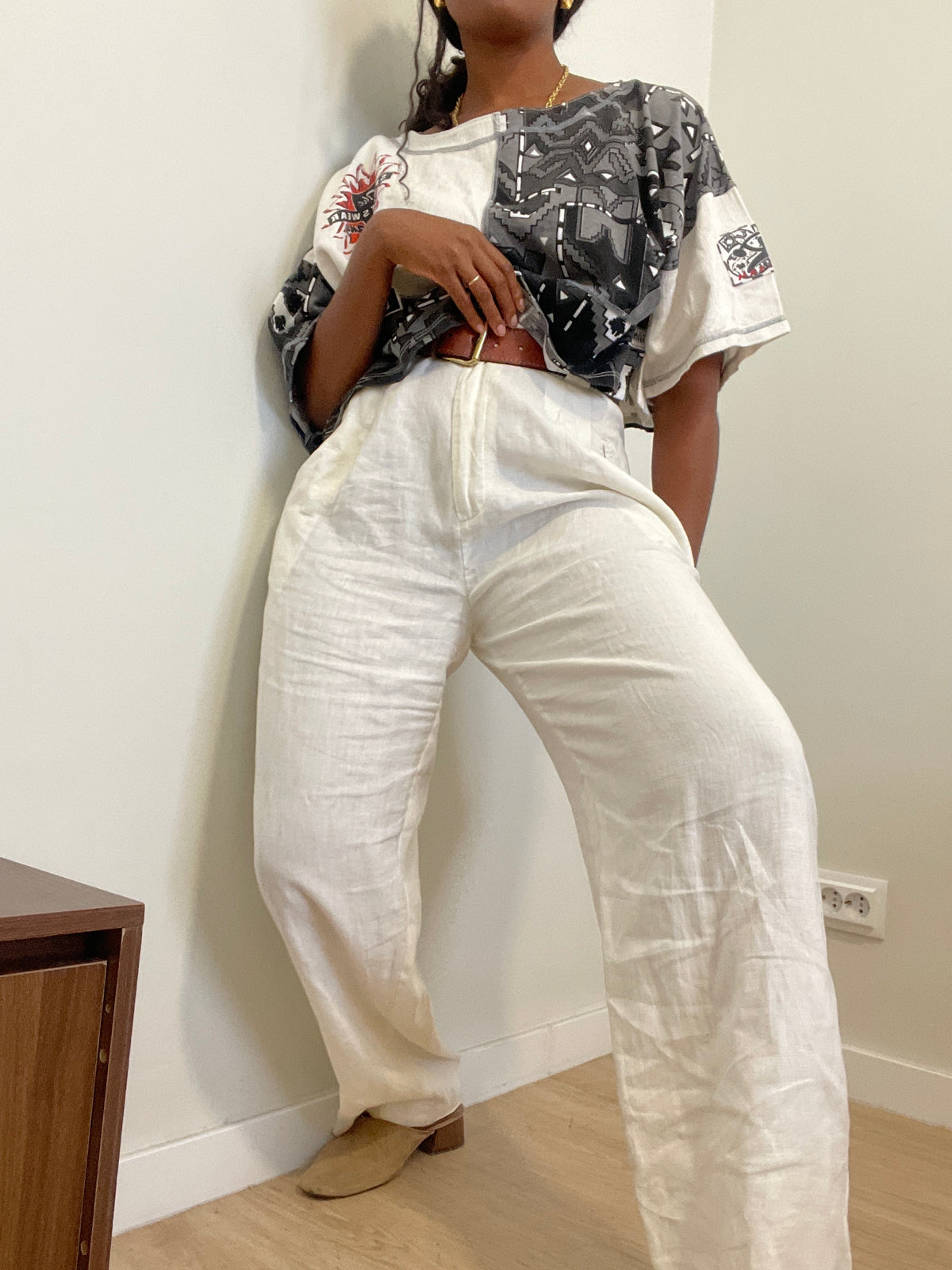T-shirt Crop Vintage Uncle Sam – Estampa Abstrata & Patchwork