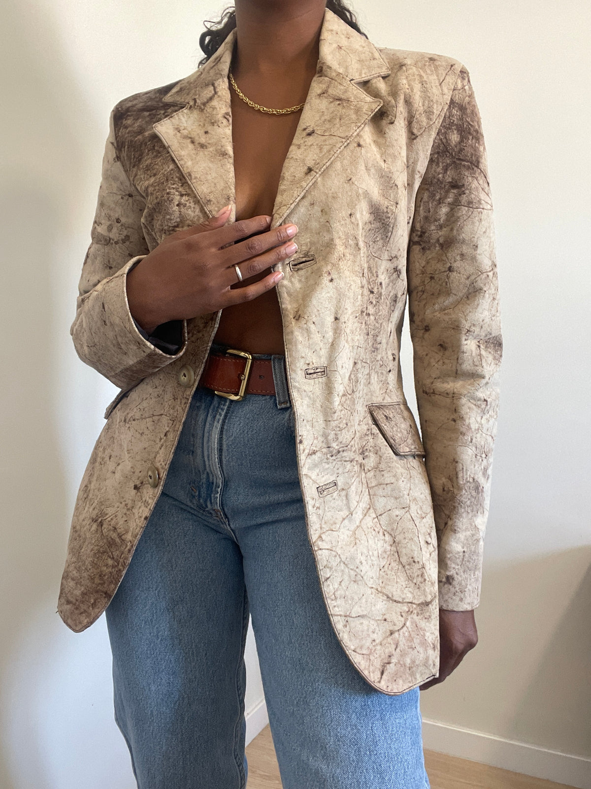 Blazer Vintage em Pele Legítima Italiana