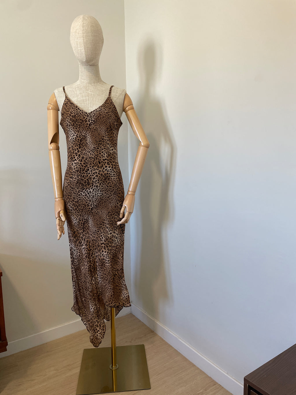 Vestido Maxi Slip Vintage Y2K Padrão Leopardo