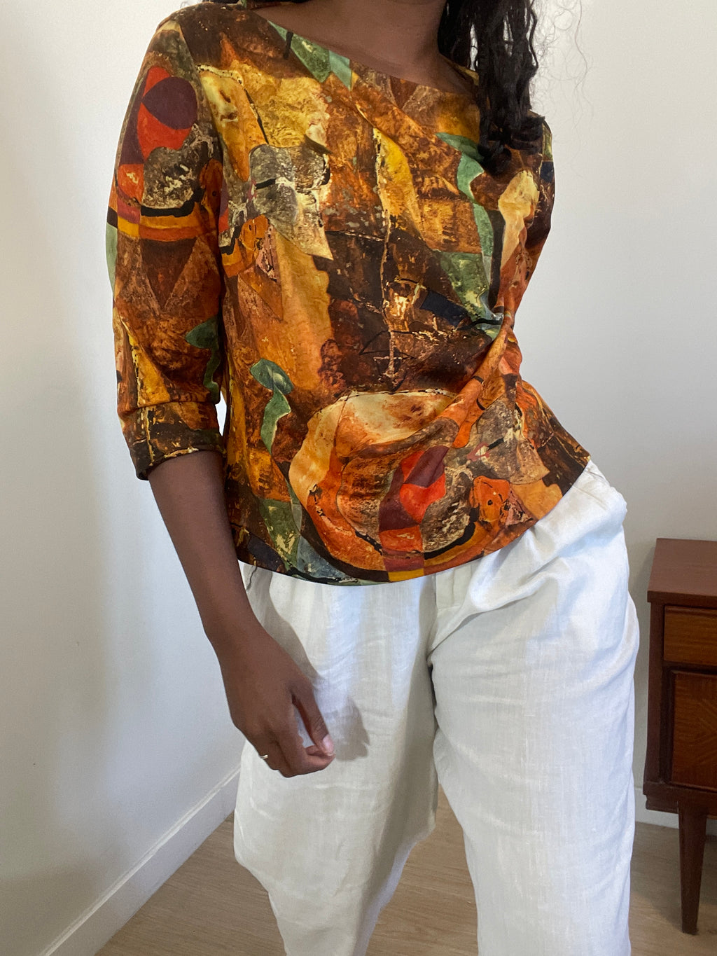 Blusa vintage padrão Abstrato Artístico