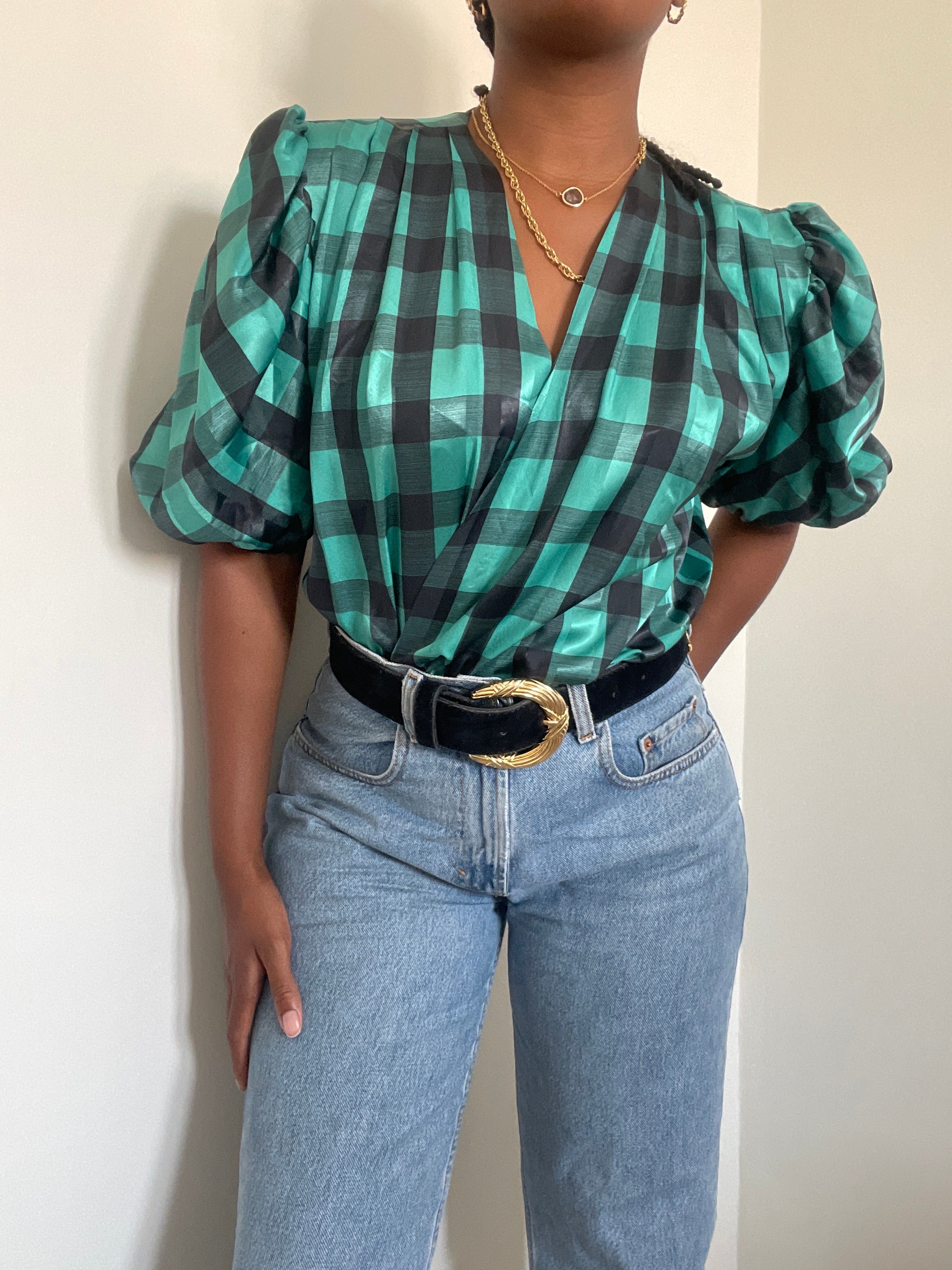 Blusa vintage xadrez