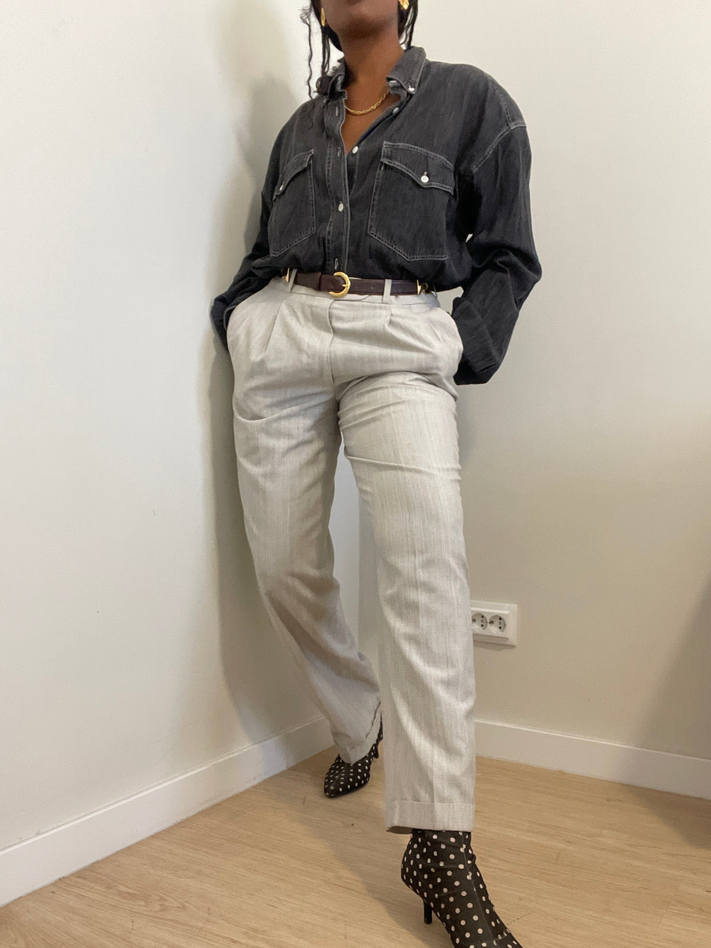 Camisa de Ganga Vintage McNeal Anos 90 – Preto Lavado (100% Algodão)