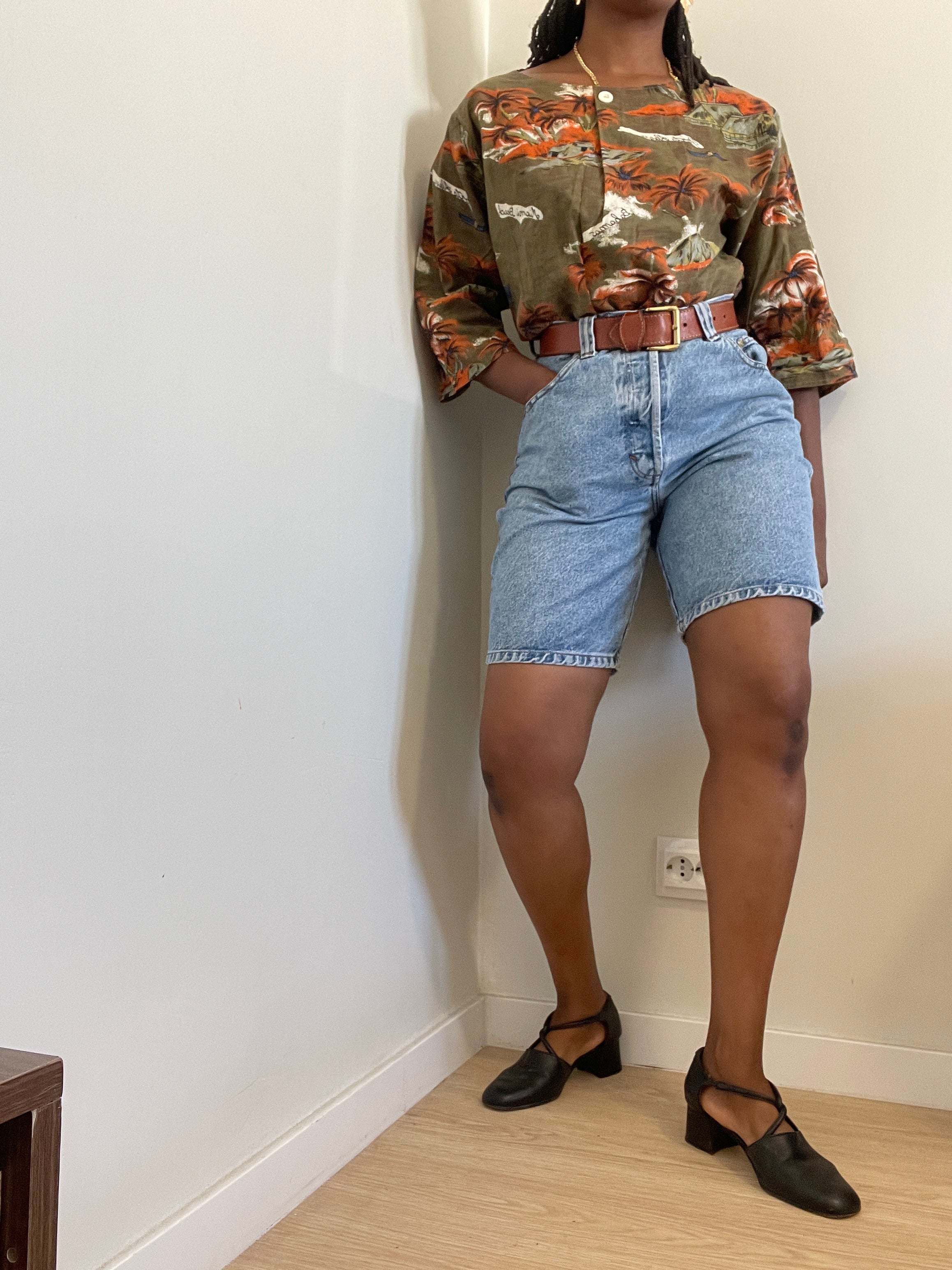 Blusa vintage estampa tropical