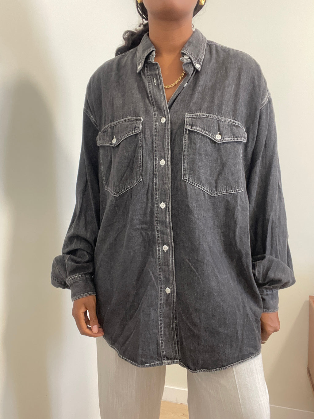 Camisa de Ganga Vintage McNeal Anos 90 – Preto Lavado (100% Algodão)